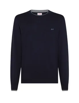 Felpe senza cappuccio uomo - round sweater double rib - blu - Sun68 - FashionsVida