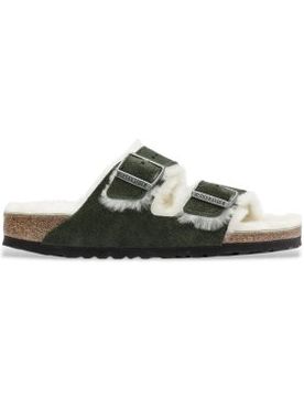 Para mujer. 1021102 Sandalias Arizona Lana de borrego Ante (Ajuste Estrecho) (38), Plano, Hebilla, Casual