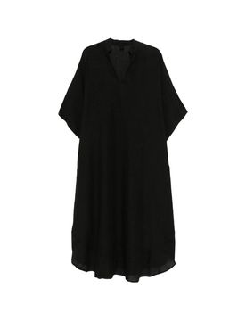 Women's 100% Linen V-Neck Kaftan Dress with Side Slits