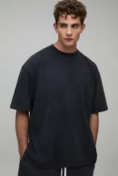 Herren Essential Gewaschenes Oversized Heavyweight T-Shirt Washed Black Größe Small