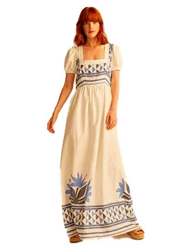 Robe Longue à Manches Courtes Yeva White 38