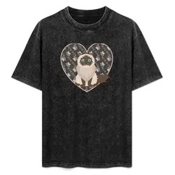 Cute Himalayan Cat T-Shirt Soft Casual Short Sleeve Cotton Tee