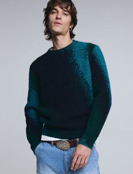 Jersey Jacquard splatter, Hombre, Verde, S