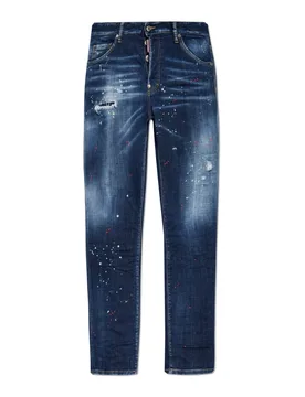 Mens Navy Blue Cool Guy Jeans Paint Splatter Design Cotton - Size 30 (Waist) - Dsquared2 - FashionsVida