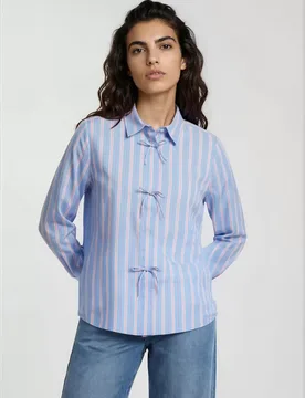 SHIRT BLOUSE W BOWS AT PLACKET 1/1 female - 44 - FashionsVida