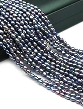 Natural Freshwater Pearl Rice Shape 3-4mm Black Pearls Loose Spacer Beaded For Jewelry Making DIY Bracelet Necklace Accessories - Aliexpress - FashionsVida
