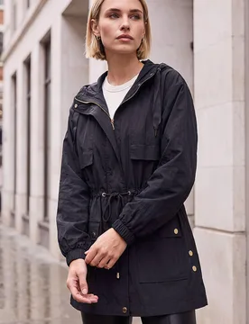 Women's Shower Resistant Rain Jacket in Black Size: 12 - Black - Size: 12 - Roman - FashionsVida