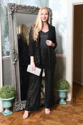 Women's Black Sequin Blazer With Pockets Size: 16 - Black - Size: 16