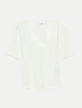 Comma Basic T-Shirt Weiß 42