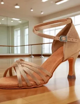 Par de zapatos de baile latino para mujer, suela blanda, tacón de 7 cm, zapatos de baile para fiestas, zapatos de baile latino profesionales - Shein - FashionsVida