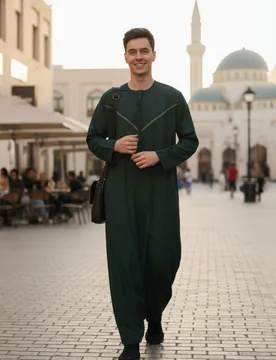 Mens Green Eid Moroccan Thobe Robe Djellaba Ramadan Eid Jubba Lfs- Hm10 - Size 54 - Thobez - FashionsVida
