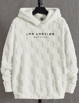 Sudadera con capucha de franela con bordado de letras y cordón, para otoño e invierno - Shein - FashionsVida