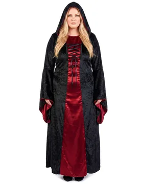Elegantes Hexenkostüm in Übergrösse für Damen rot-schwarz - female - KARNEVAL-MEGASTORE - FashionsVida