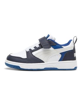 Sneakers basse bianche blu navy con strappo Rebound V6 Lo AC+ PS 32