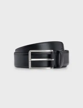 Cintura Erman nera in pelle con fibbia argento - BOSS - FashionsVida