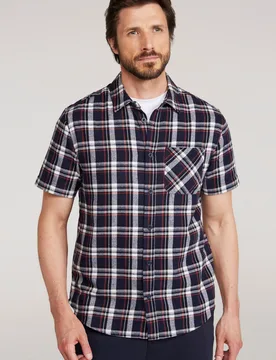Trace Mens Flannel Short Sleeve Shirt - Blue - Blue - Size: 3XL - Mountain Warehouse - FashionsVida
