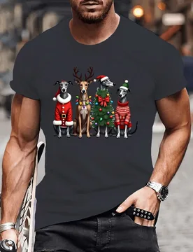 Christmas Greyhound Dog with Greyhound Breed Design-100% cotton summer casual O-neck short sleeve printed men's T-shirt - Aliexpress - FashionsVida