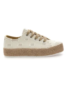 Sneakers bianche in tessuto con suola corda E125 38 - Energy - FashionsVida
