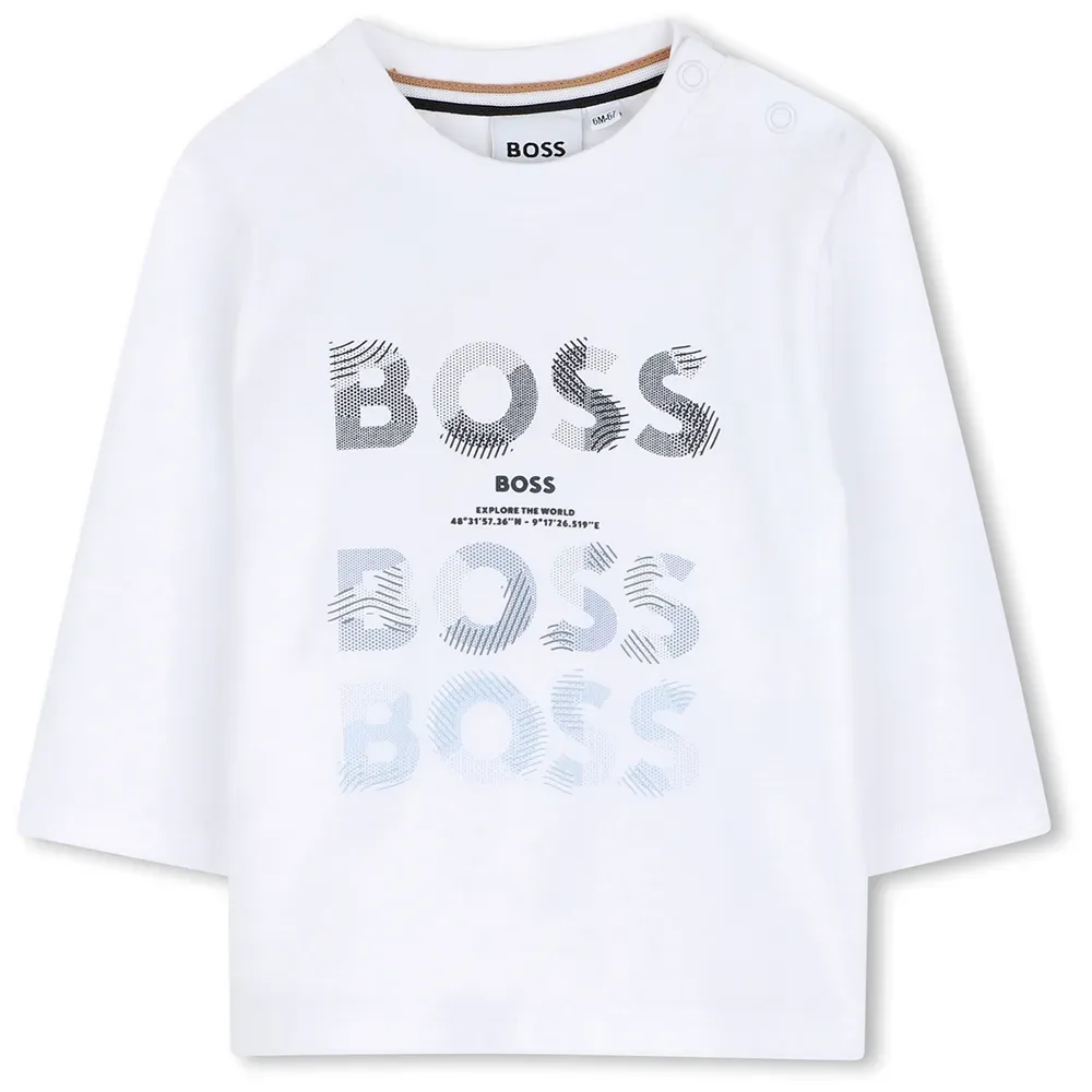 Maglietta A Maniche Lunghe J5397 White 12 Mesi - BOSS - FashionsVida