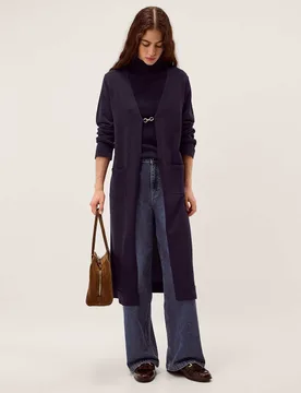 V-Neck Edge to Edge Longline Cardigan Navy female - Monsoon - FashionsVida