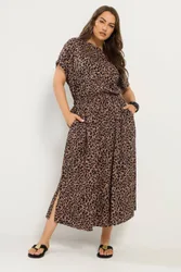 Women's Leopard Maxi Dress in Brown Size: 26-28 - Brown - Size: 26-28