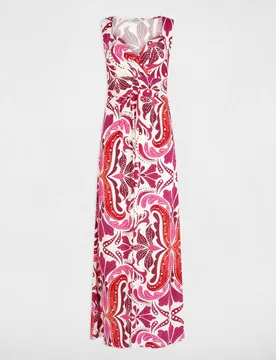 Vestido largo cuello con escote pico - Morgan - FashionsVida