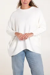 Round Neck Pocket Jumper - ONE / OFF WHITE - female