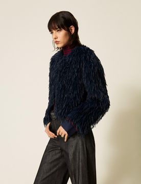 Blouson court en fausse fourrure