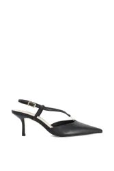 Women's 'Clarrisa' Leather Court Shoes in Black Size: 5 - Black - Size: 5