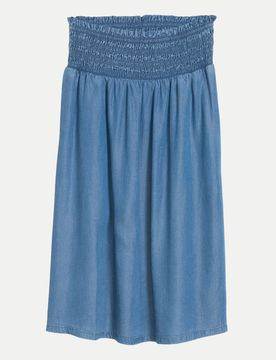Rock mit elastischem Smock-Bund Blau 42