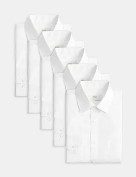 Pack Slim Fit Easy Iron Long Sleeve Shirts White Mix male - M&S - FashionsVida