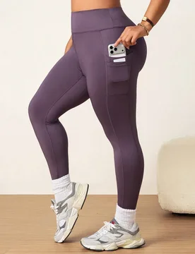 Leggings deportivos de yoga para mujer talla grande, para gimnasio y fitness al aire libre, ligeros, con estampado de lunares y línea M que favorece - Shein - FashionsVida