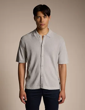 Linen Cotton Blend Textured Polo Shirt Beige male - BOSS - FashionsVida
