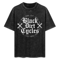 Black Dirt Cycles Black T-Shirt All Match Basic Short Sleeve Top