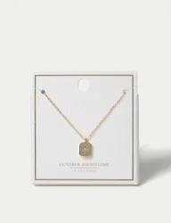 Gold Plated Birthstone Necklace Pink female