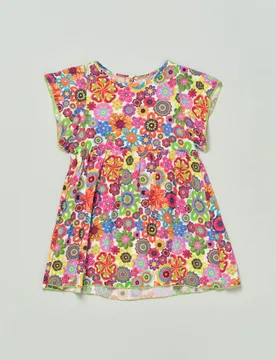 Abito copricostume mezza manica a fantasia crochet multicolor - 4giveness - FashionsVida