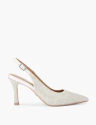 Embellished Stiletto Heel Slingback Shoes White female