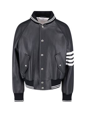 Men's Leather Jacket with Wool-Acrylic Knit Detail