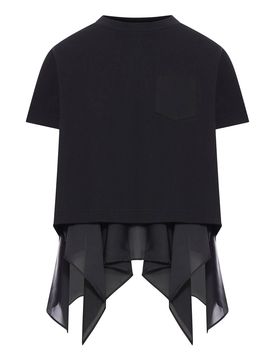 T-shirt in jersey di cotone e raso