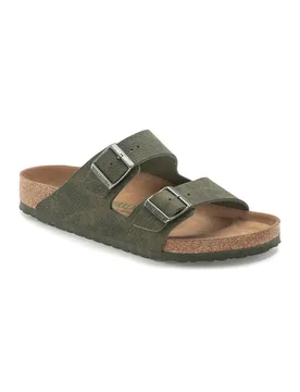 Sandalo Arizona Vegan con doppia fascetta in microfibra verde militare - Birkenstock - FashionsVida