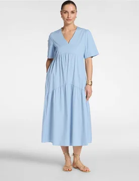 Vestido midi con volantes largo midi con acabado de volantes - Elena Miró - FashionsVida