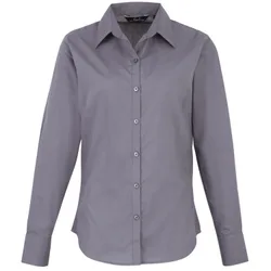 Womens/ladies Poplin Long-Sleeved Blouse (Steel) - Grey - Size 28 Uk