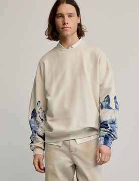 Sudadera mangas estampadas, Hombre, Algodon, Negro, S