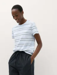 Pure Cotton Striped T-Shirt Blue Mix female