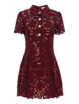 Abito 'mini pizzo bordeaux'