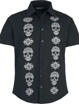 Kurzarmhemd - Day Of The Dead Printed Shirt - S - für Männer - Größe S - schwarz - Männer - male - Jawbreaker - FashionsVida