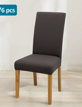 Pieza/4 piezas/6 piezas Funda de silla de unicolor de seda de leche, funda de silla de comedor elástica de poliéster - Shein - FashionsVida