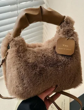 Pieza Bolso de peluche de hada, bolso de hombro y bandolera de moda para mujer, bolso de peluche de otoño/invierno, bolso versátil con red, sobre ro - Shein - FashionsVida