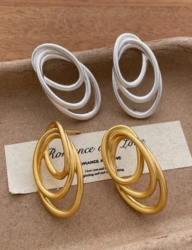 Niche Designer Minimalist Hollow Geometric Multi layer Wrapped Oval Metal Drop Earring Fashion Versatile Personality Ear Jewelry - Aliexpress - FashionsVida