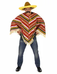 Mexikanischer Poncho Mexikanerkostüm-Accessoire bunt